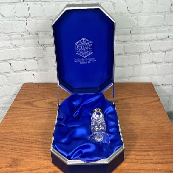 Stuart Crystal - Silver capped Crystal salt shaker only with original box - Picture 1 of 6